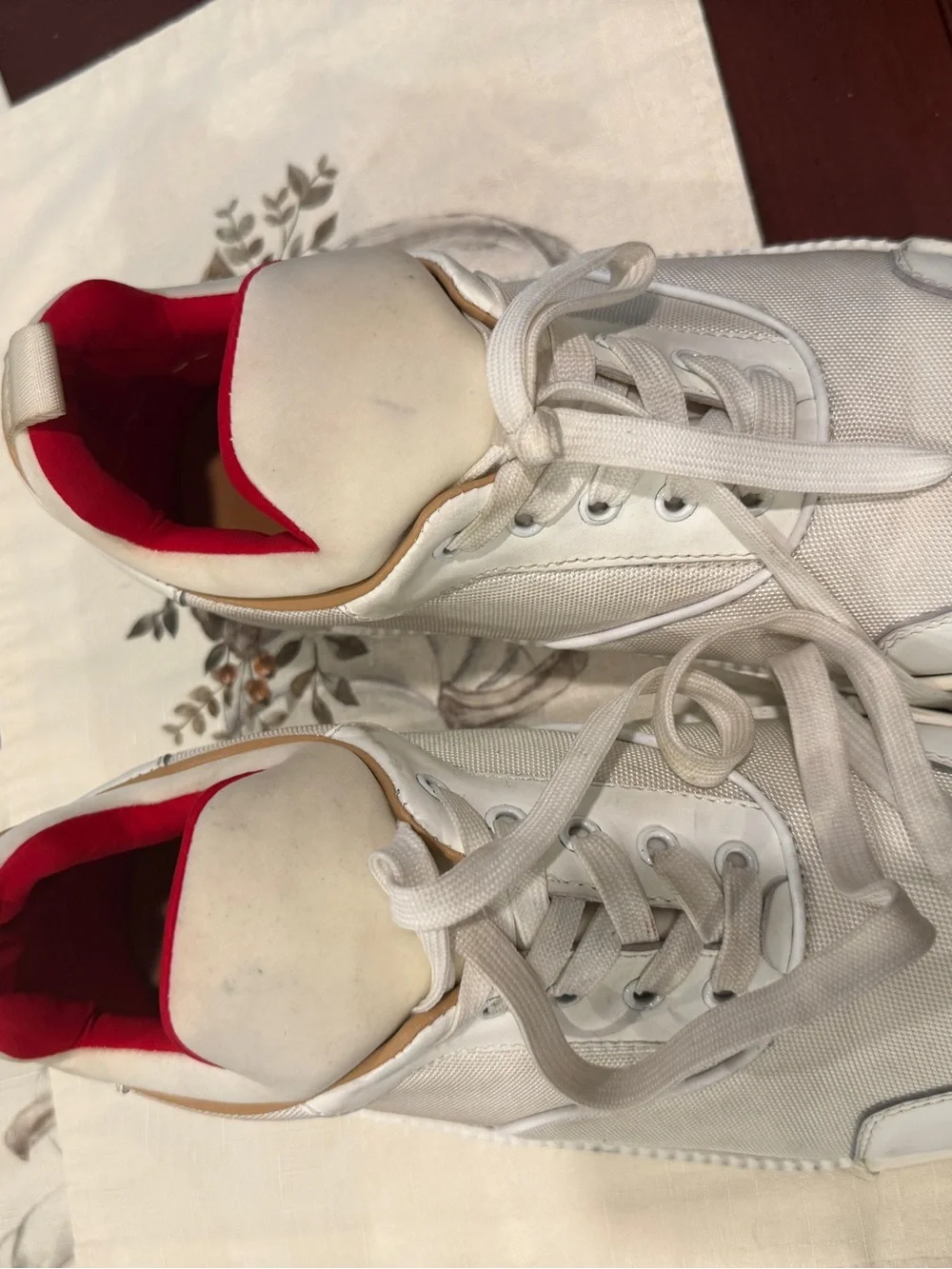Christian Louboutin White Sneakers with Red Inner Trim - Picture 3 of 7